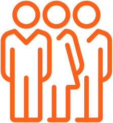 Citizen engagement icon in orange